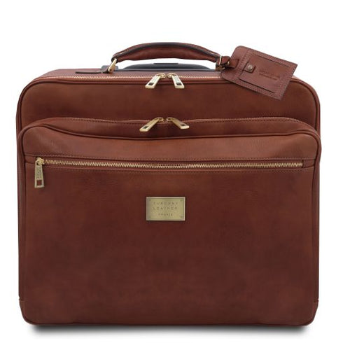 Varsavia - Leather pilot case with two wheels